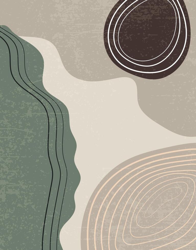 Abstract Earthy Geometric Line Art vector