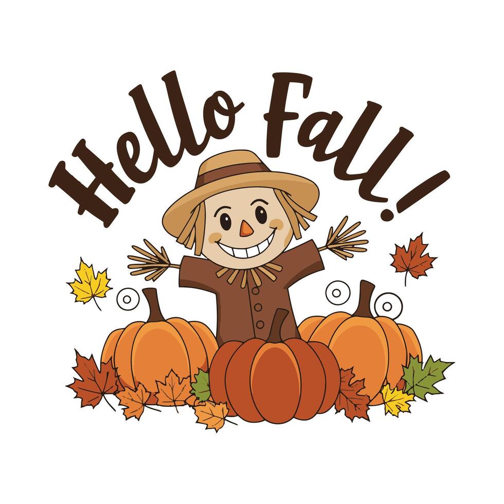 Hello Fall T Shirt Design illustration vector