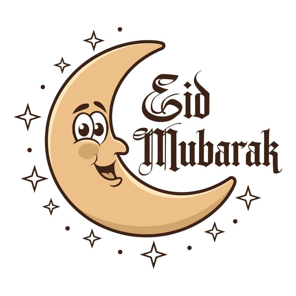 Eid Mubarak T Shirt Design Happy smiley Moon vector