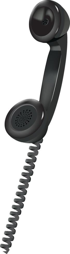 A black telephone with a spiral cord vector