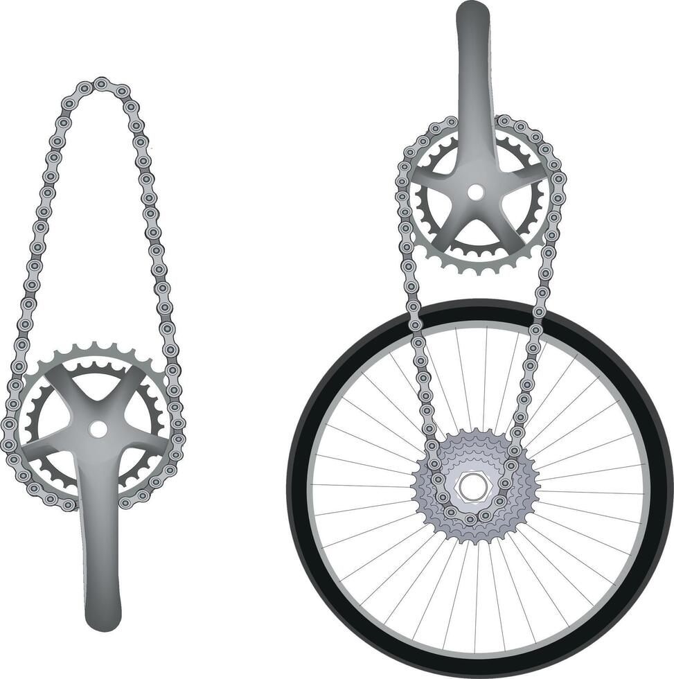 A bicycle wheel with a chain attached to it vector