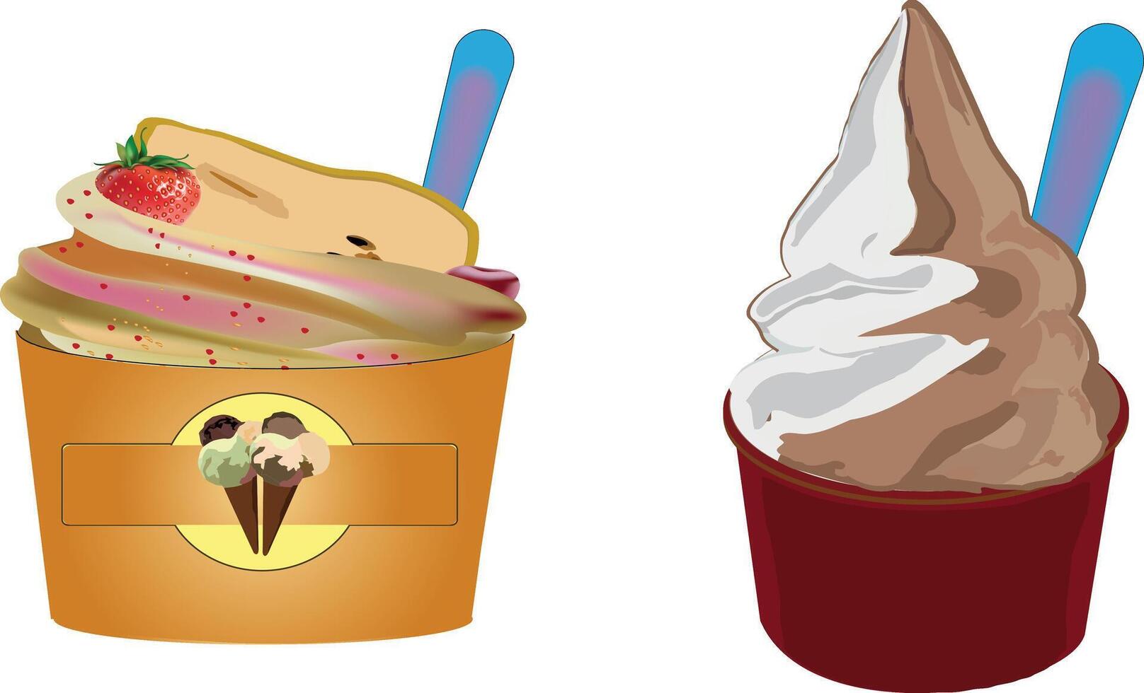 Ice cream and sundae clipart vector