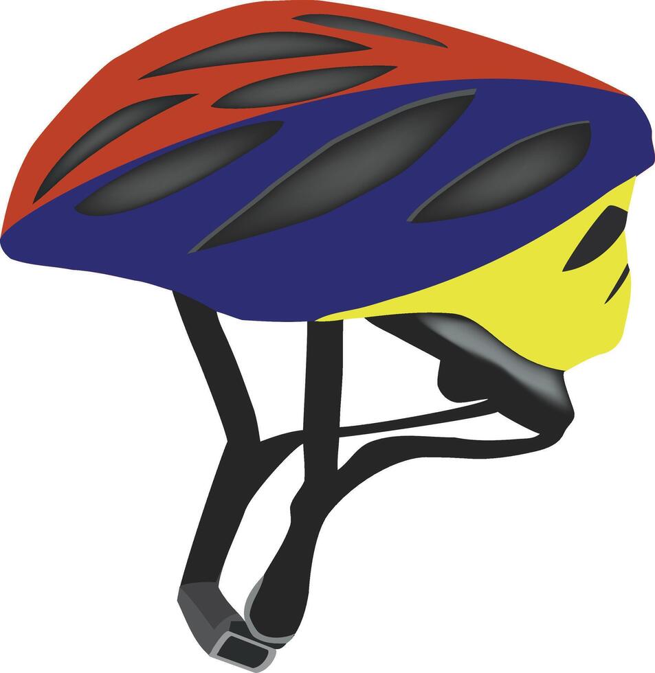A helmet with a red, yellow and blue color scheme vector