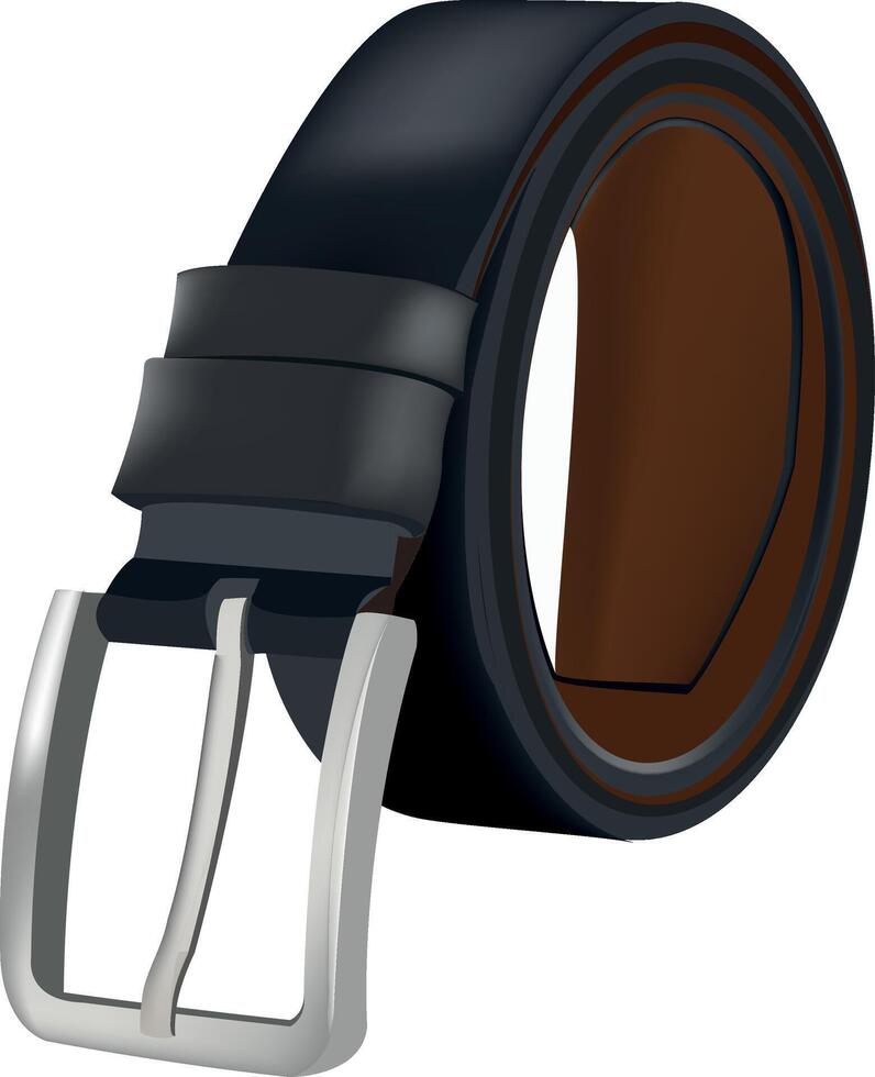 A black leather belt with a silver buckle vector