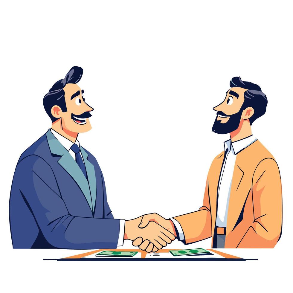 Businessmen shaking hands after closing a business deal vector