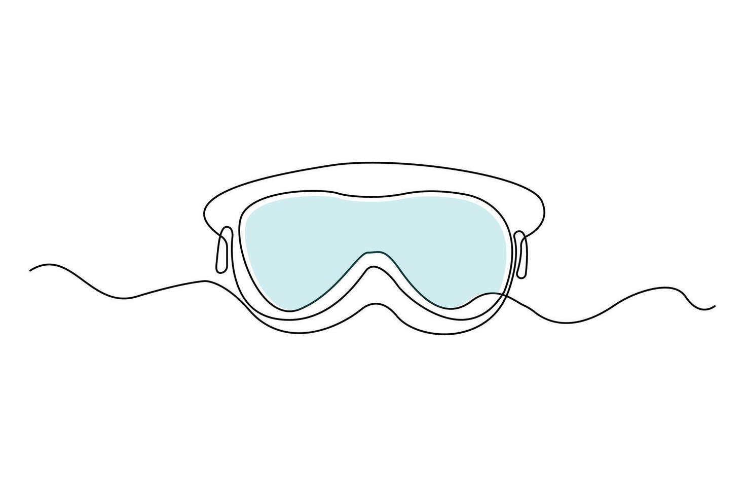 Swimming goggles continuous line art drawing. swim goggles outline . vector
