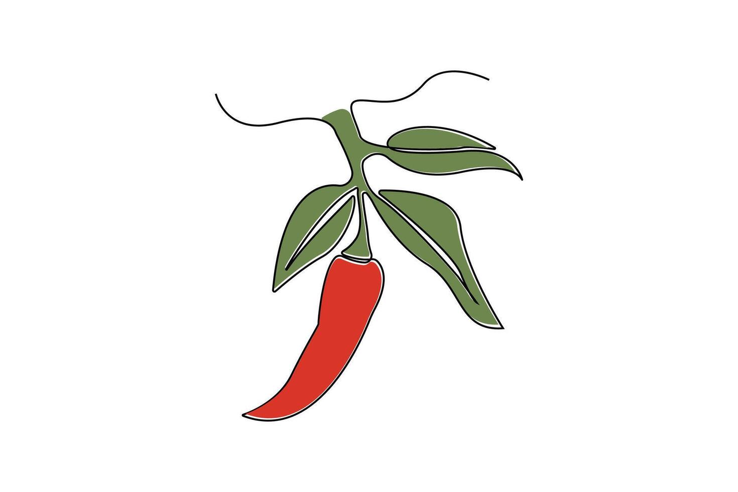 Continuous line art drawing of chili pepper. Fresh chili linear icon . vector