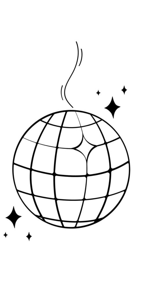 Simple Outline Hand Drawn Disco Ball Doodle Illustration vector