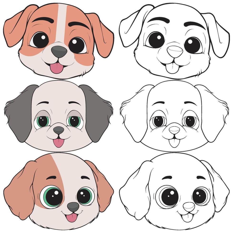 a bundling set of four different dog faces vector
