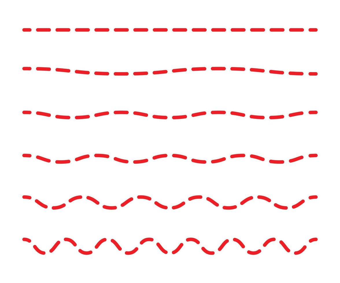 Red strips dots lines set for graphic design, isolated on white. vector