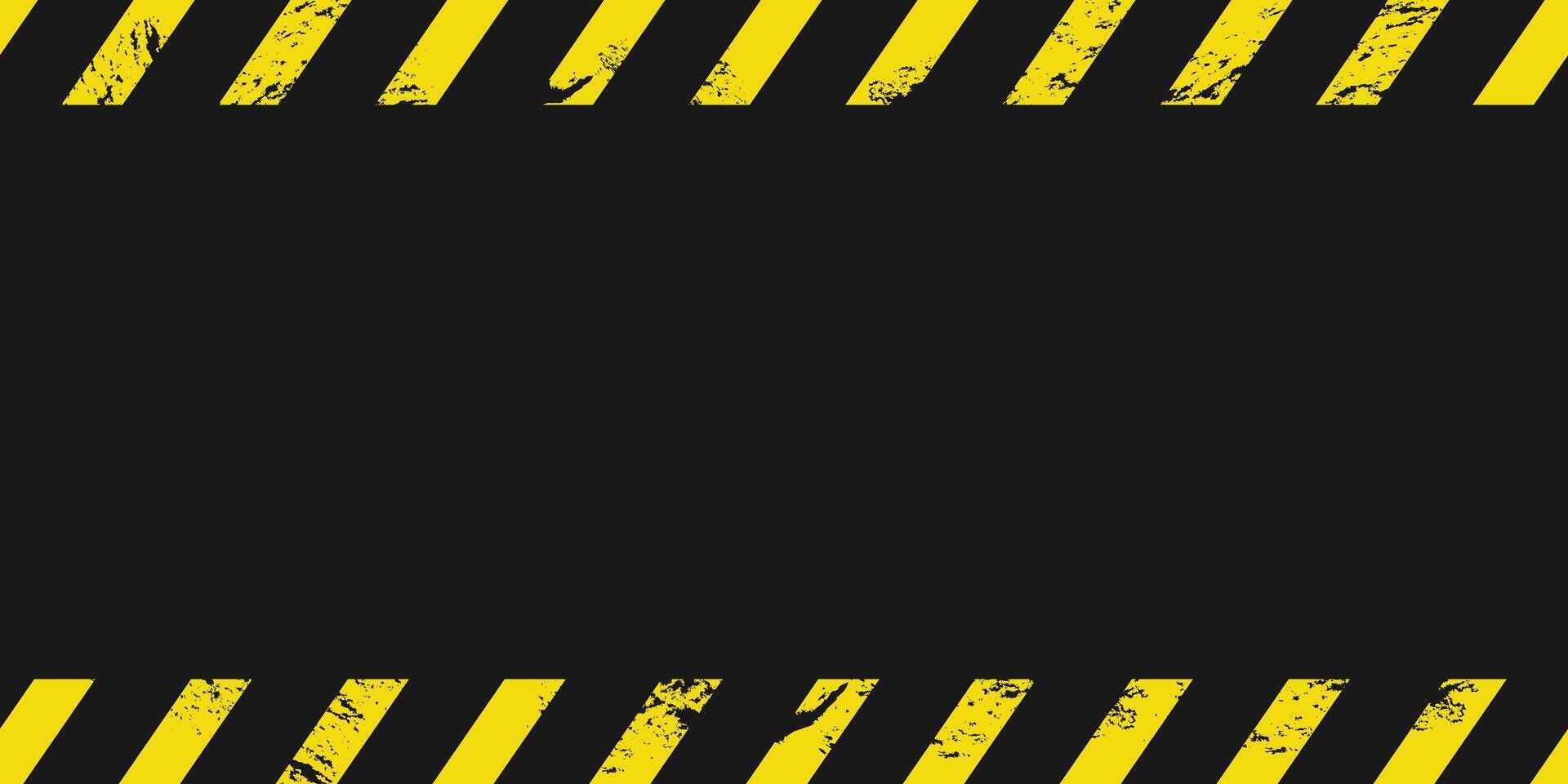 Striped caution and danger sign on black background design. vector