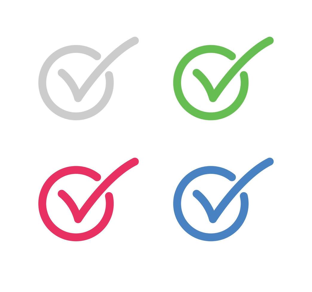 Set of check mark icon on white background vector