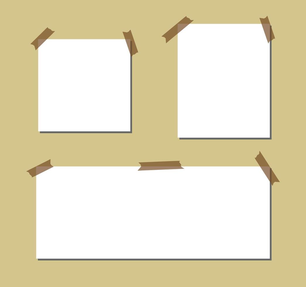 Blank text box set design with note papers. vector