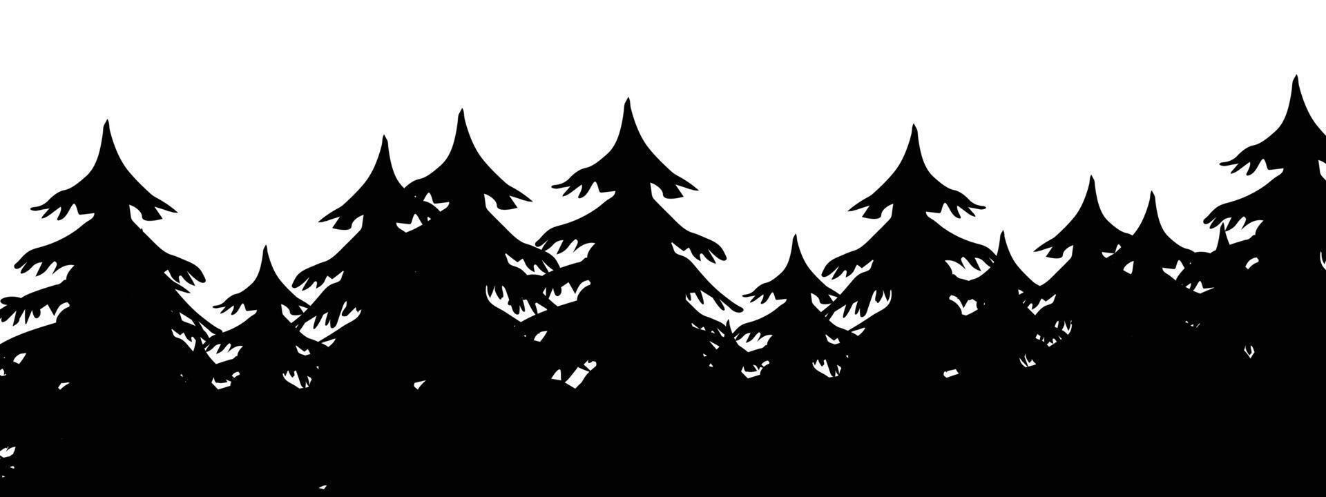 Fir trees silhouettes flat style illustration design. vector