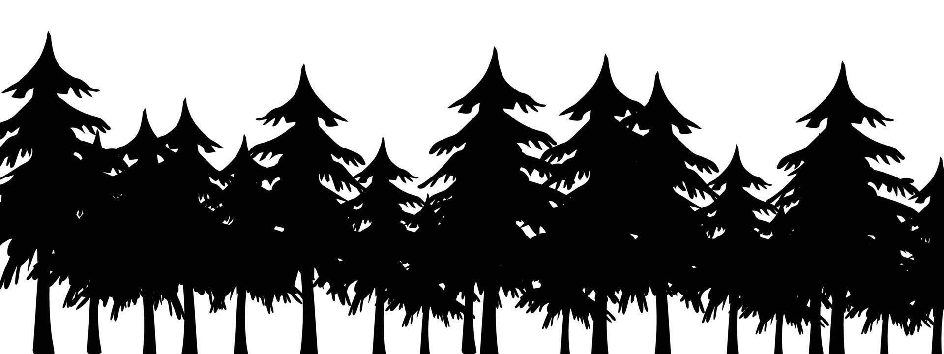 Trees and forest silhouettes flat style isolated illustration vector