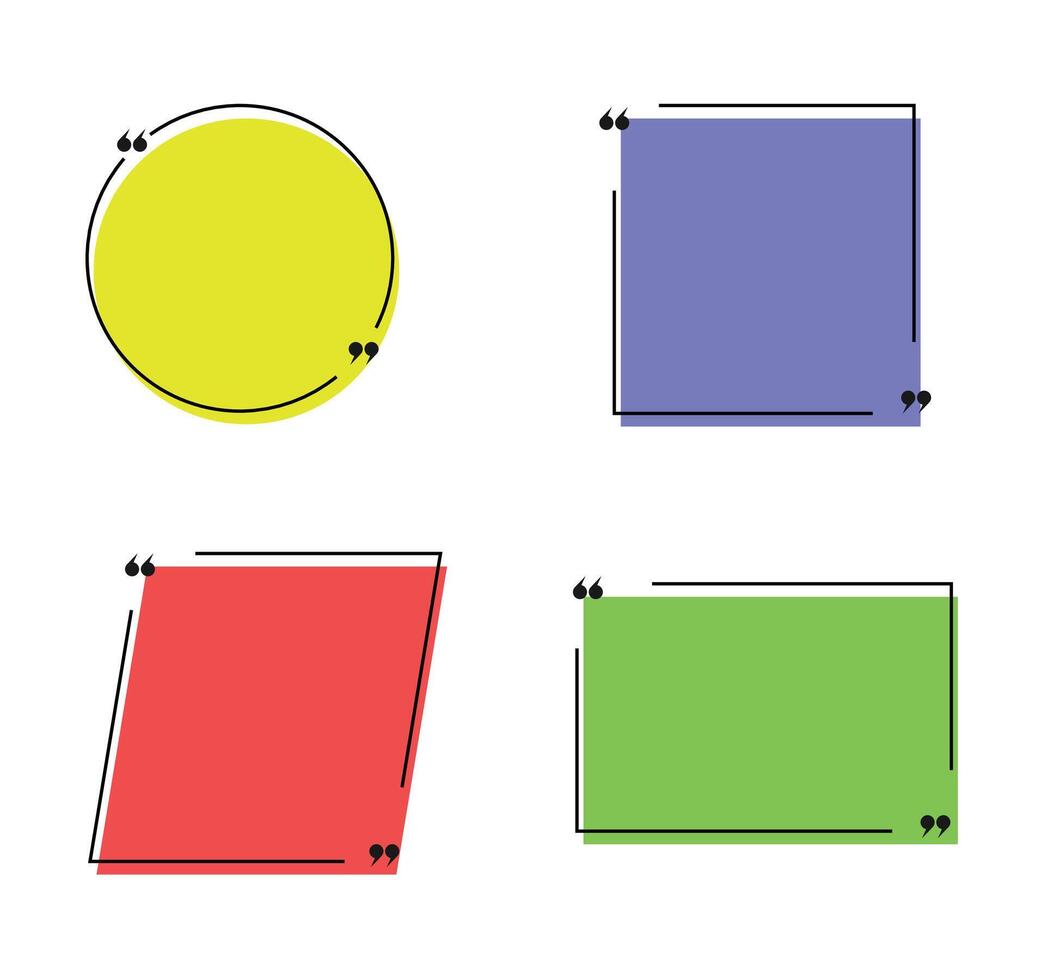 Blank quote frames templates set. Empty speech bubbles, quote bubbles. illustration. vector