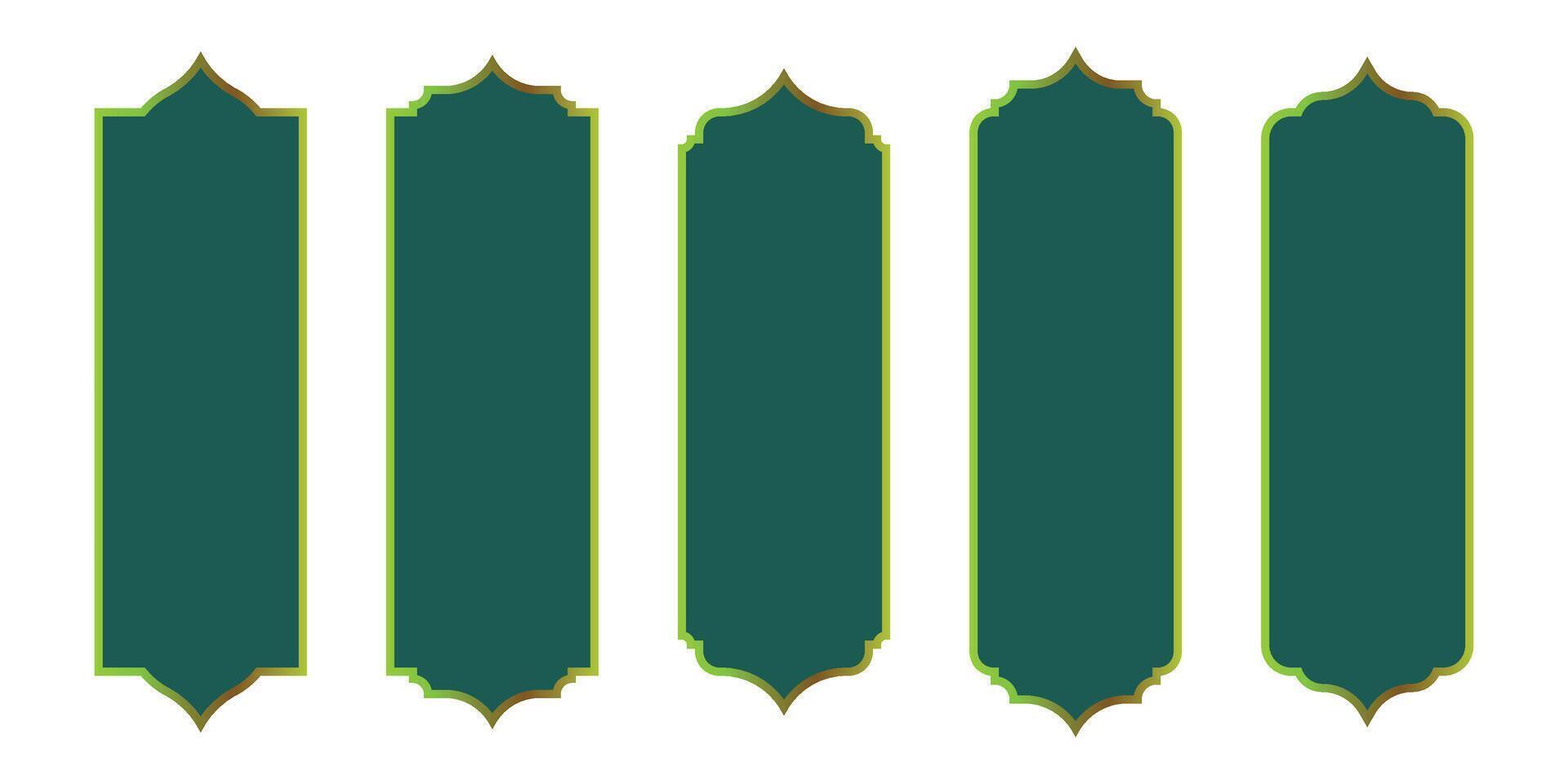 Ramadan window frame shapes. Islamic golden panel elements ornament. illustration. vector
