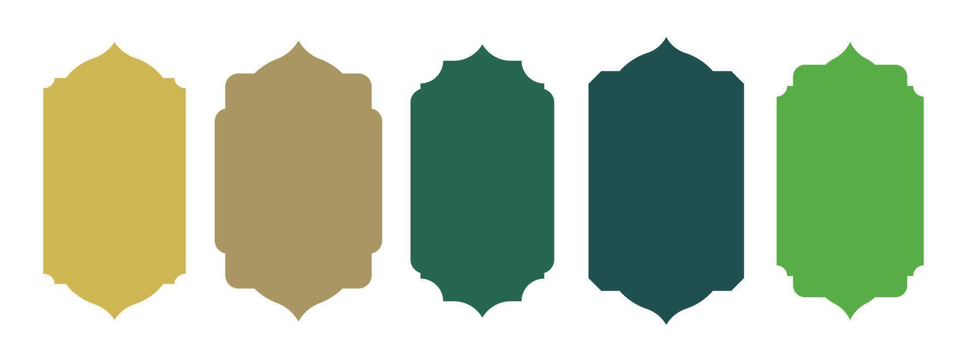 Islamic window shapes in oriental boho style. Eid mubarak decorative arches design. vector
