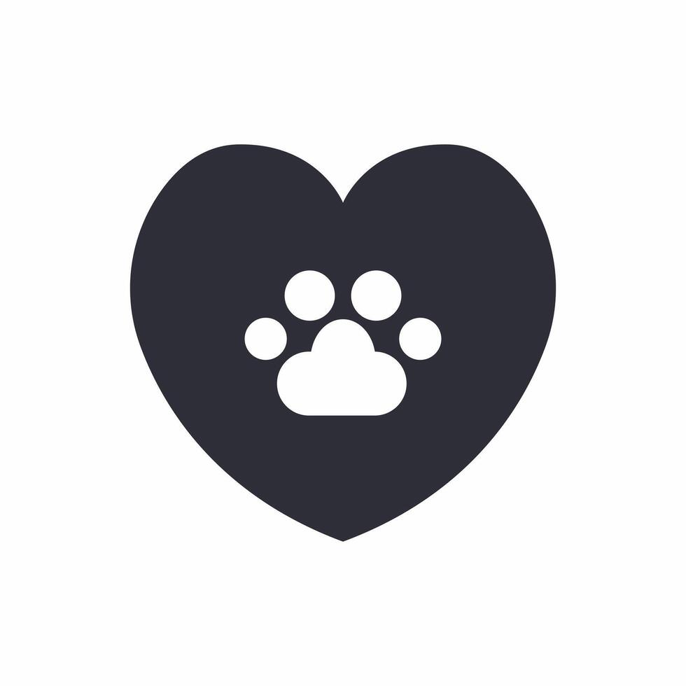 Animal paw heart icon illustration stock image. vector