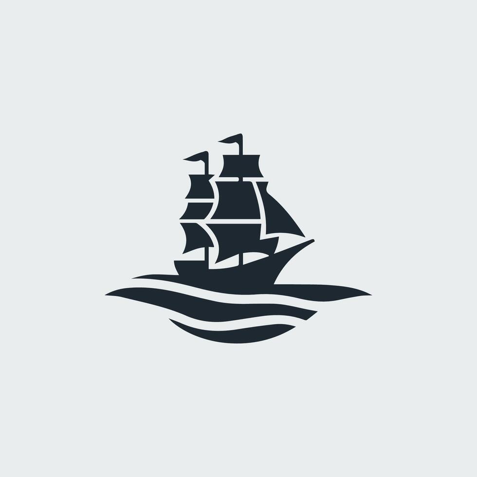Sailing ship logo with a sail on top vector