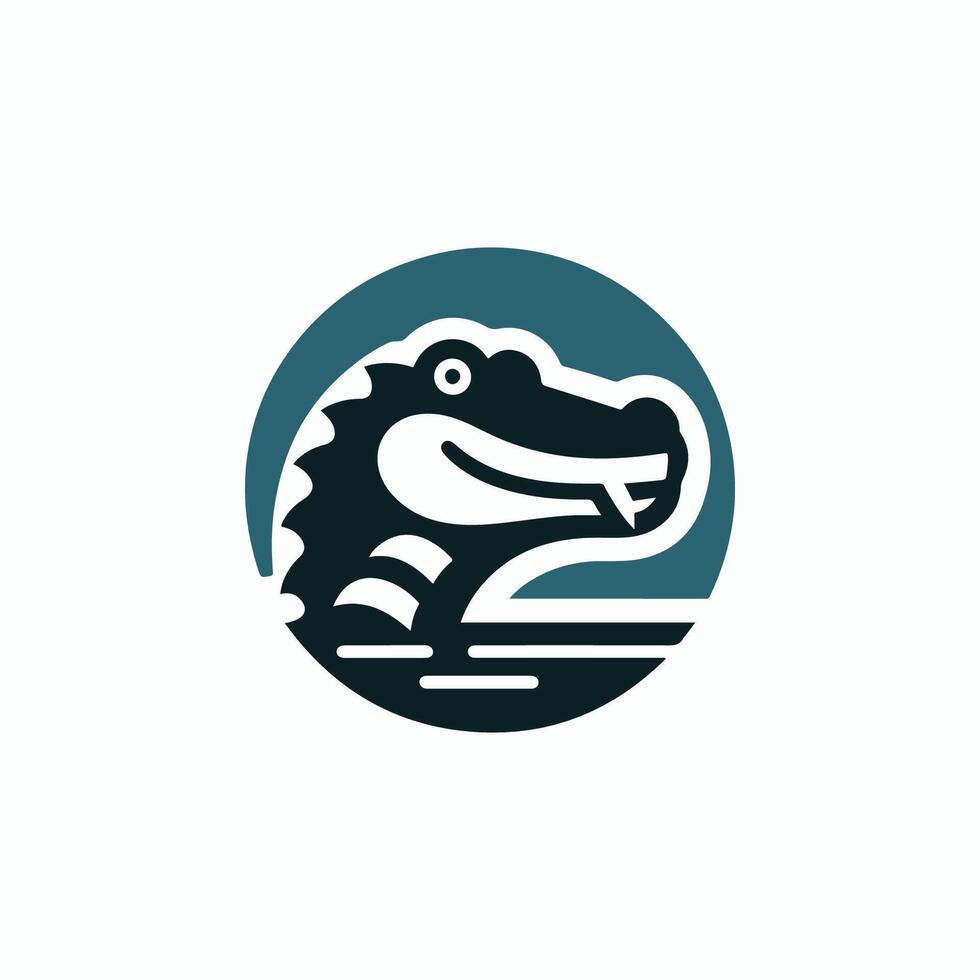 Crocodile head in a circle on a white background vector