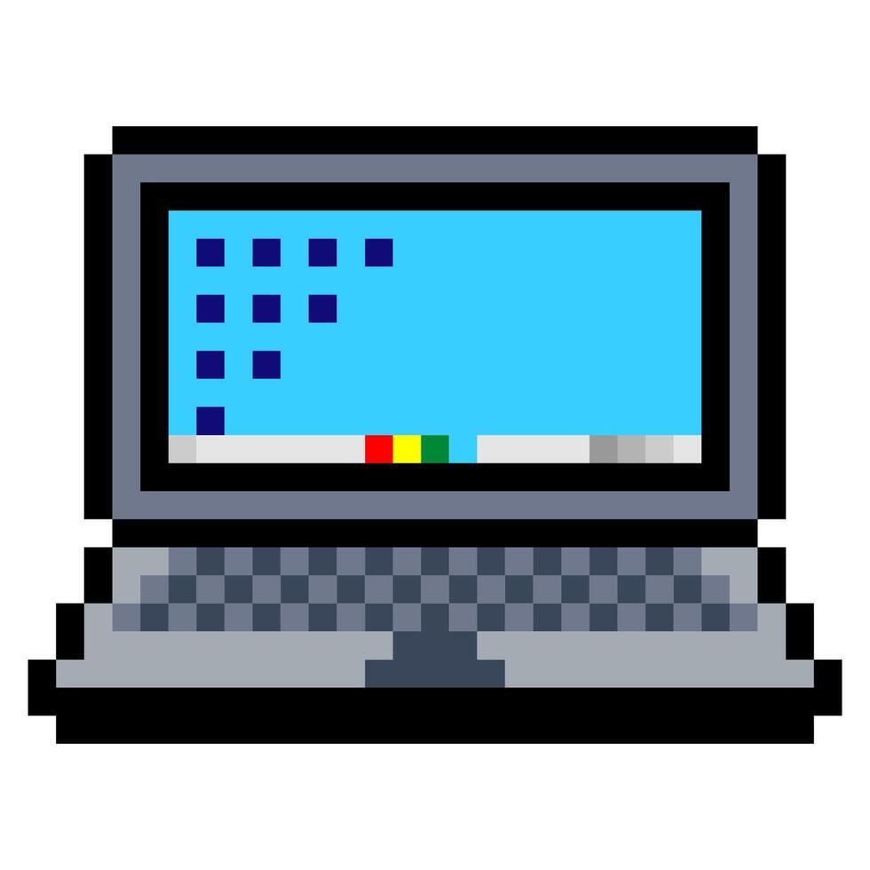 Laptop in pixel art style vector