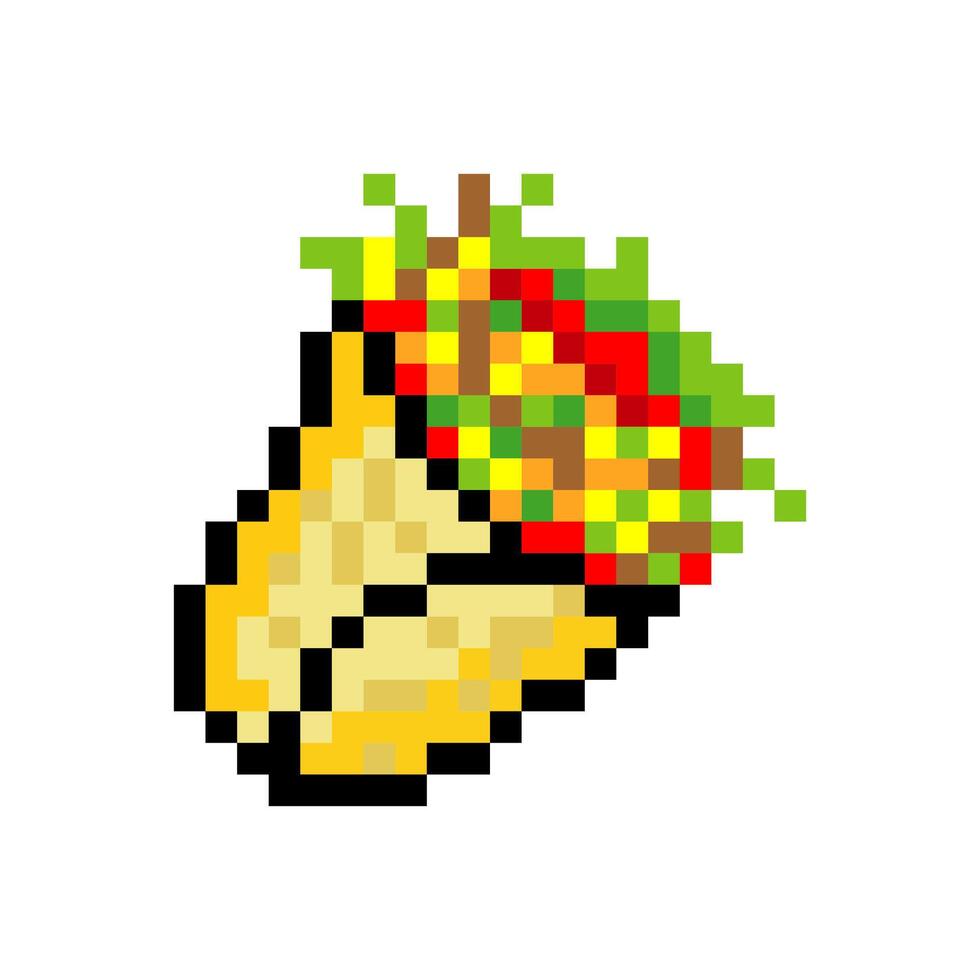 Fast food Burrito in pixel art style vector