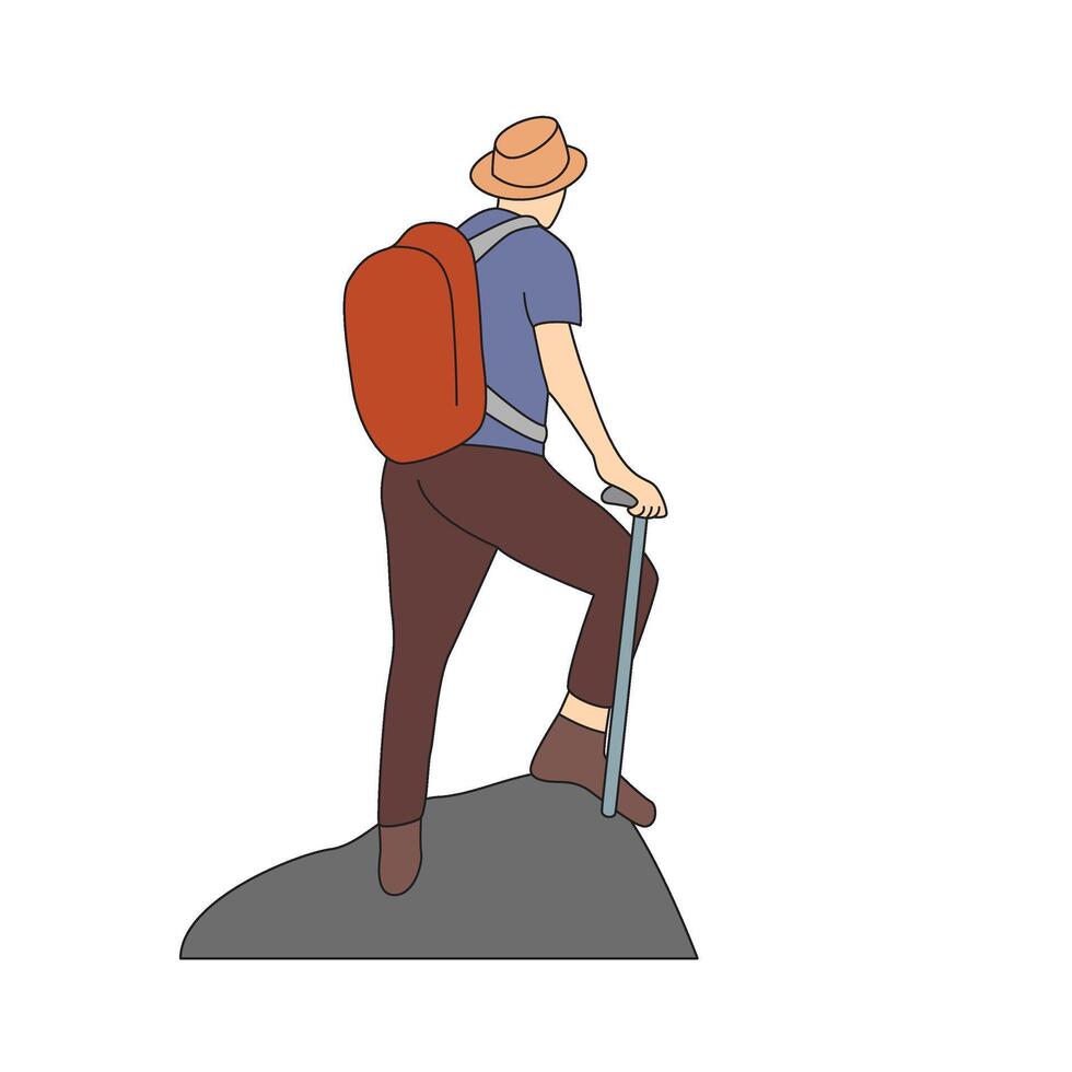 Man standing on a stone Holiday Vacation illustration vector