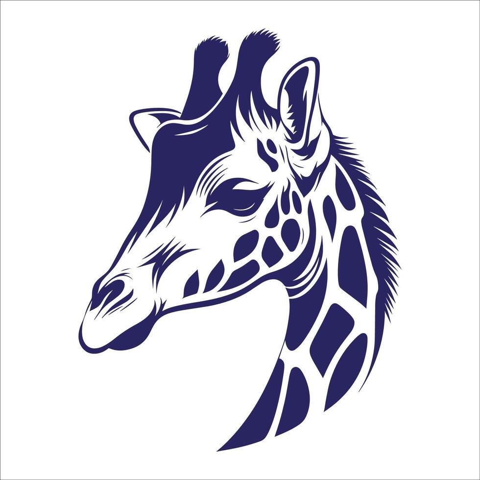 Elegant Stylized Giraffe Head Illustration in Bold Artistic Design Perfect for Wildlife and Safari Themed Art Projects vector