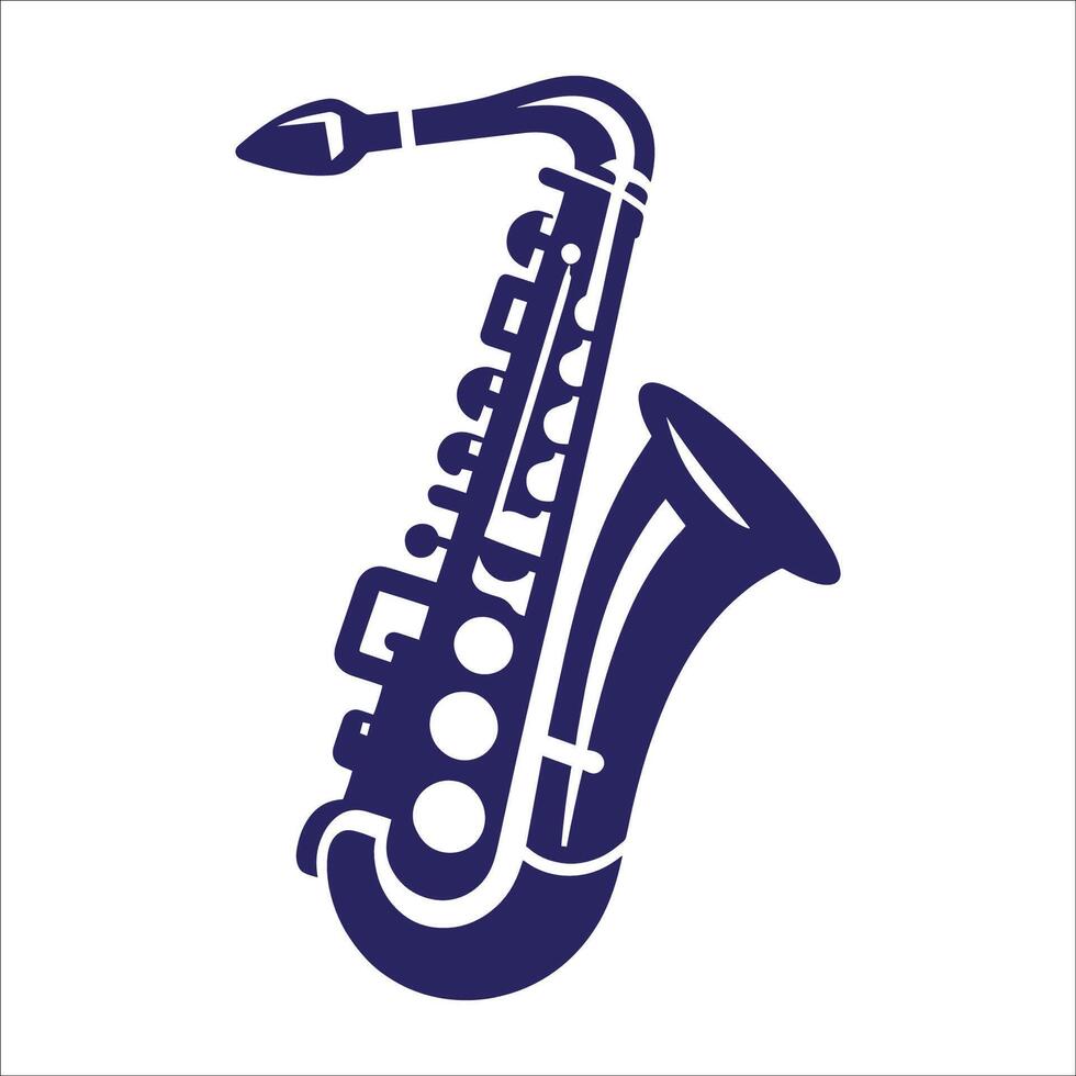 Jazz Saxophone Silhouette Music Instrument Icon Classic Brass Wind Musical Art for Jazz Band Concert Festival Logo and Decorative Designs vector