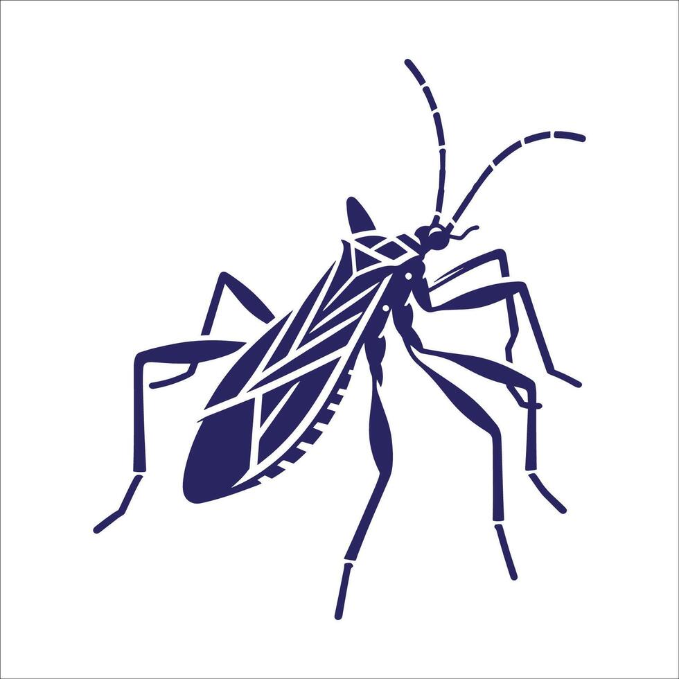 Geometric Assassin Bug Stylized Insect Silhouette vector