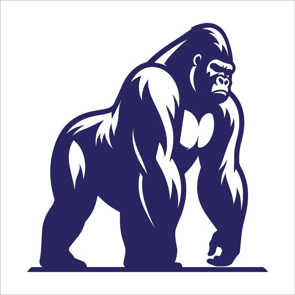 Powerful Standing Gorilla Illustration with Muscular Build and Fierce Expression for Fitness Branding Sports Logos and Mascots vector