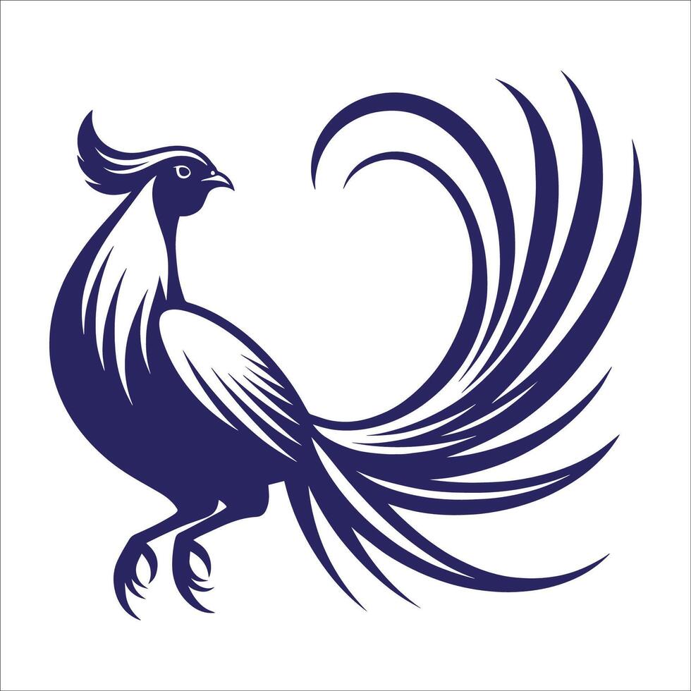 Elegant Golden Pheasant Bird Illustration with Flowing Tail Feathers and Ornamental Design for Branding Emblems and Art Projects vector