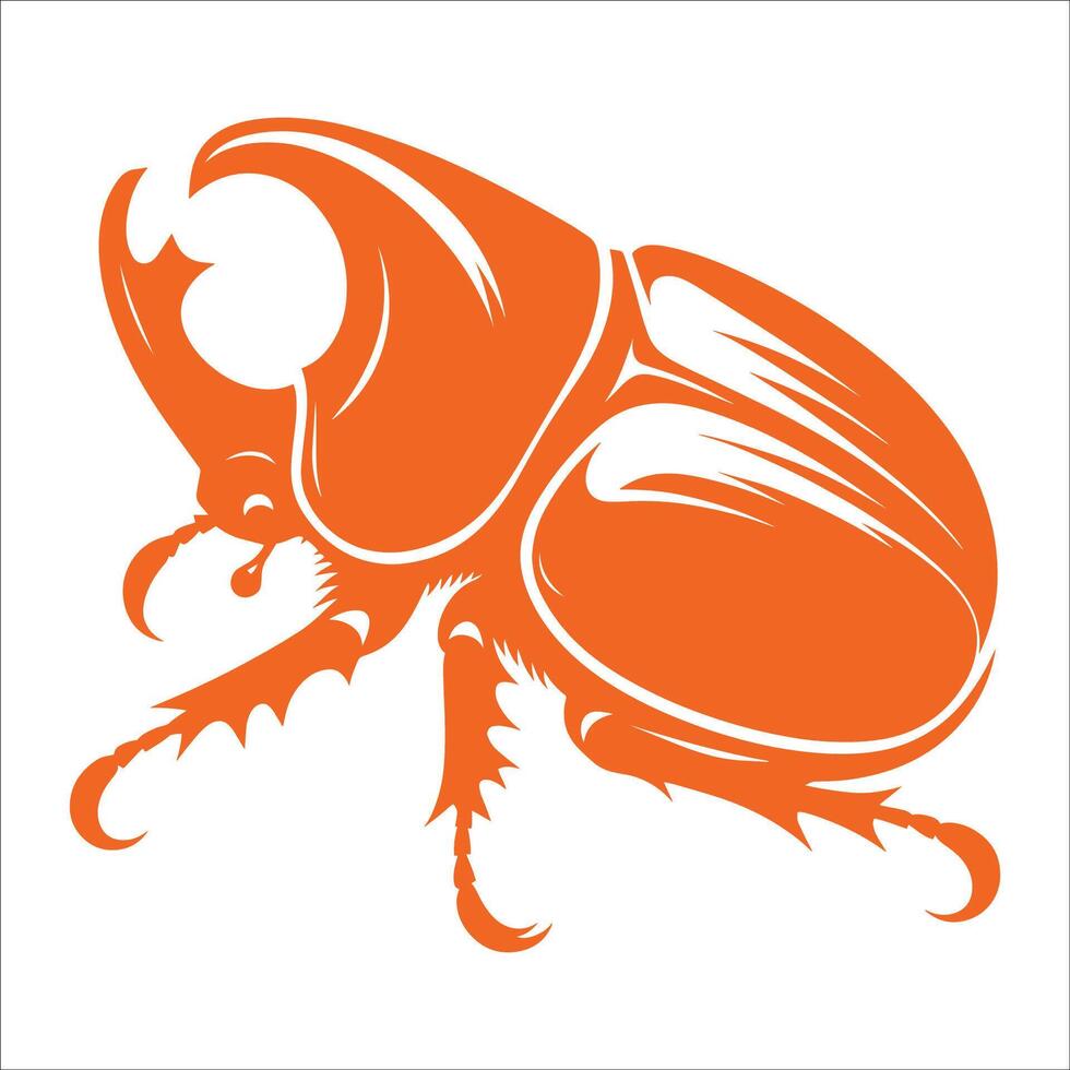 Highly Detailed Rhinoceros Beetle Artwork Featuring Horned Head Sharp Legs and Symmetrical Shape Ideal for Decorative Prints Wildlife Posters Scientific Illustrations and Creative Branding vector