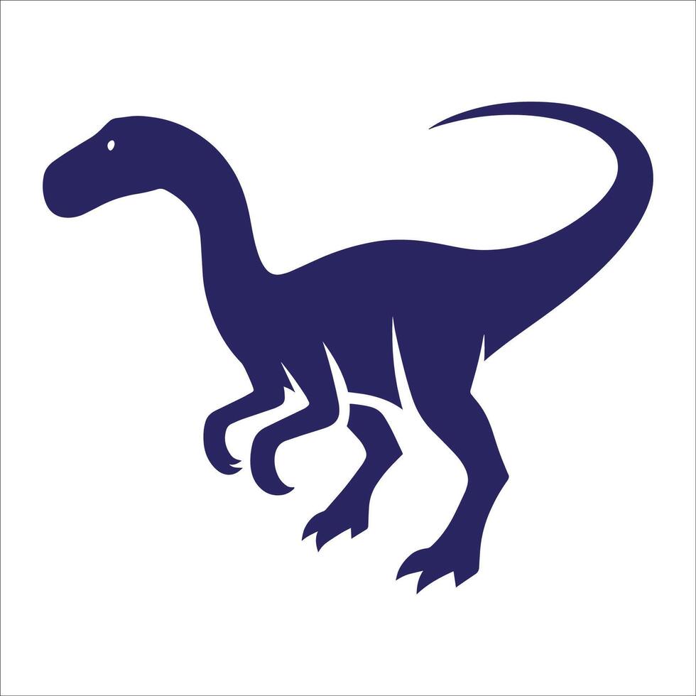 Dynamic Dinosaur Silhouette Illustration Showcasing Prehistoric Wildlife in Bold Blue Design vector