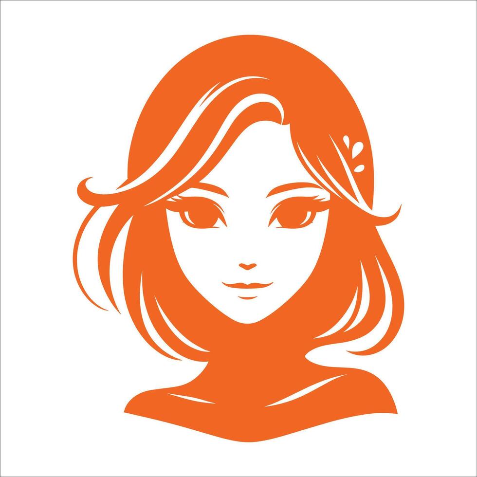 Modern Female Portrait Illustration with Short Flowing Hair and Graceful Expression in Minimal Artistic Design for Beauty Fashion and Art Projects vector