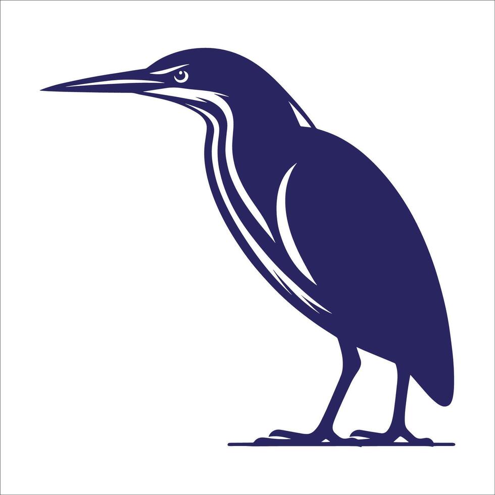 Bittern Bird Silhouette Illustration of a Secretive Marsh Bird with Long Beak and Camouflaged Posture Isolated on White Background vector