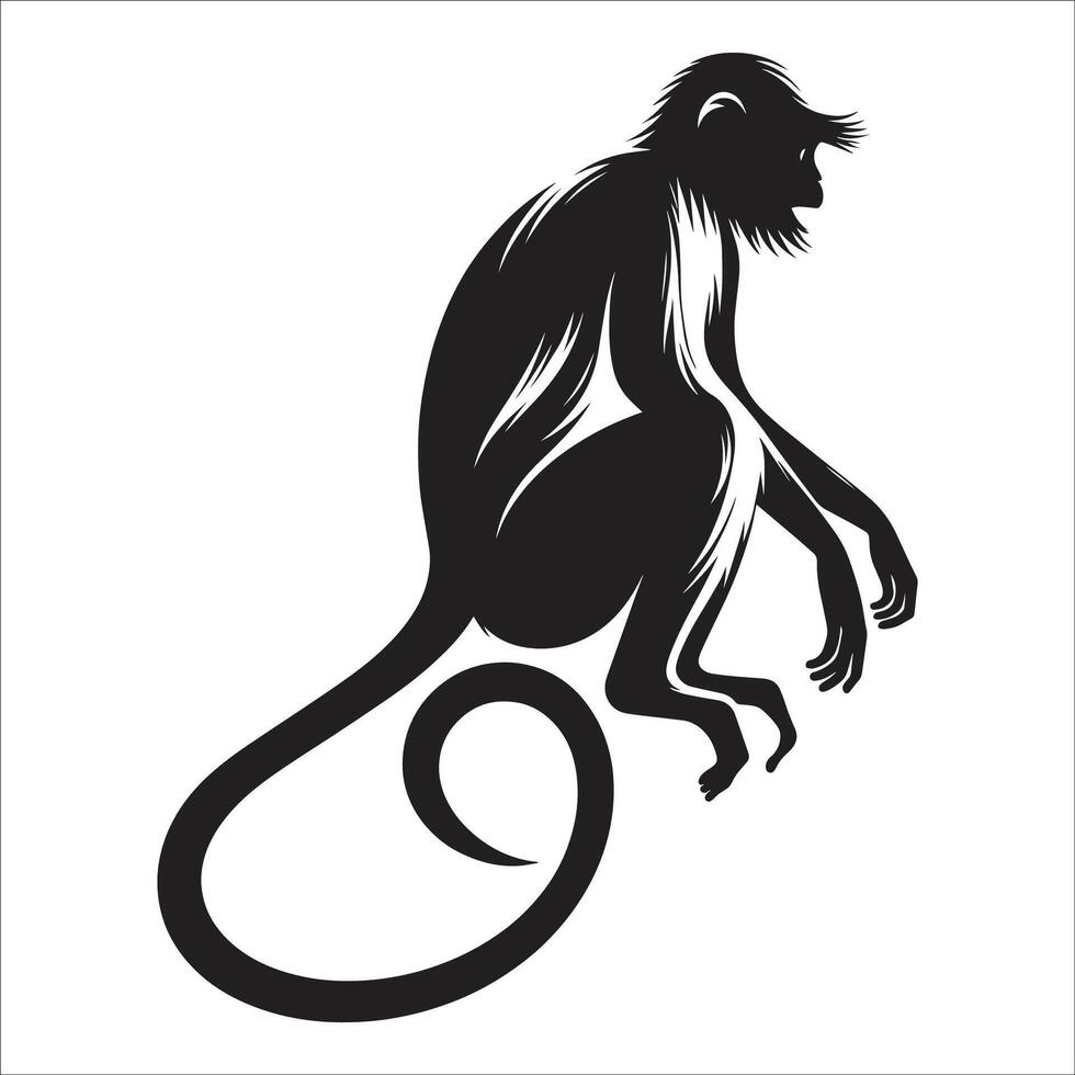 Elegant Monkey Illustration Wild Jungle Primate Silhouette with Long Tail for Logos and Artistic Designs vector
