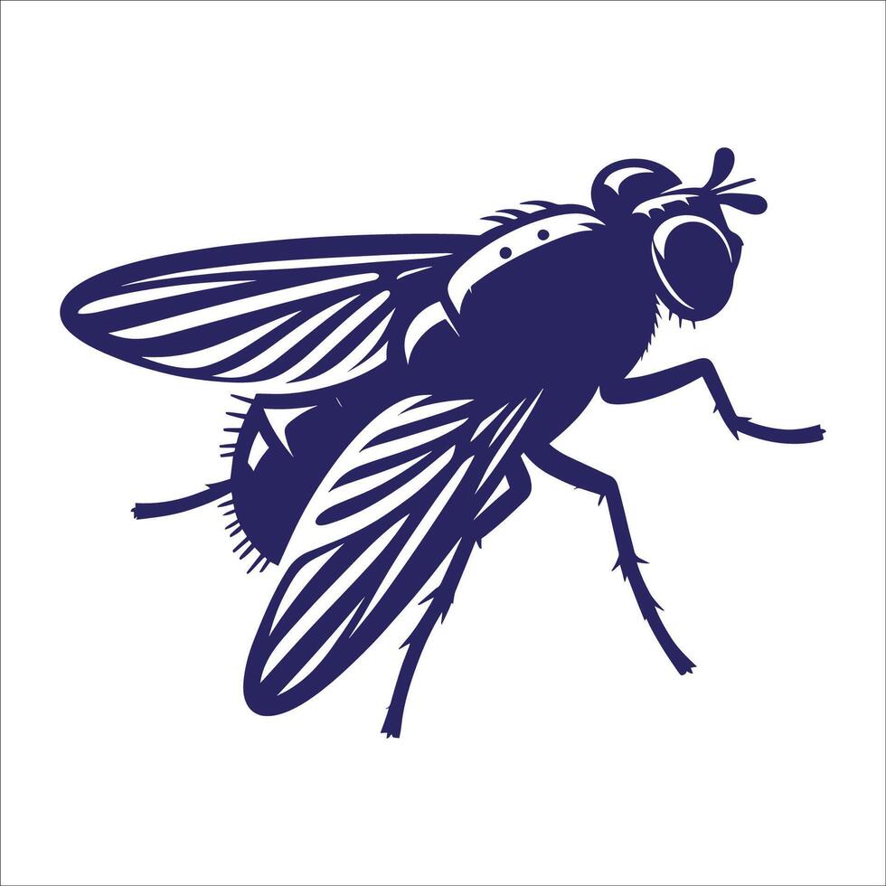 High-Quality Housefly Illustration Featuring a Flying Pest Insect with Detailed Wings and Legs for Entomology, Pest Control, and Bug-Themed Artwork vector