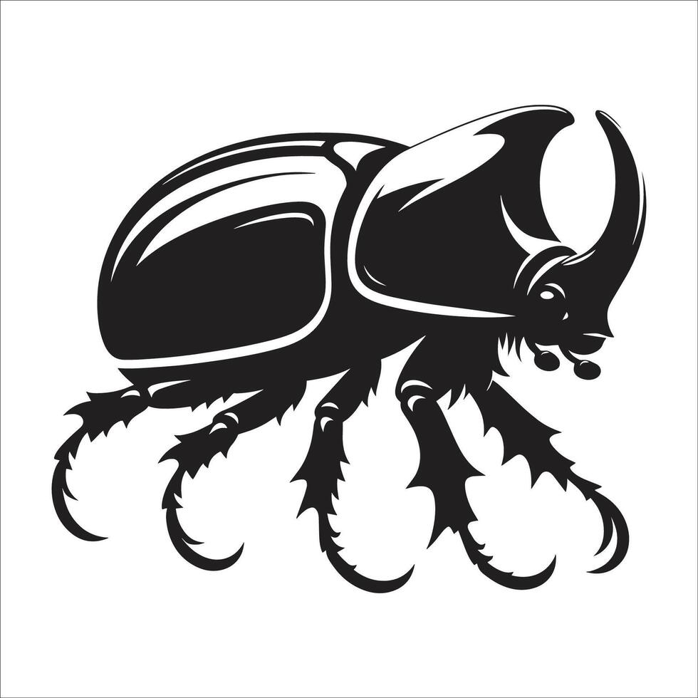 Stylized Horned Beetle Silhouette with Realistic Details Perfect for Insect Lovers Nature Inspired Logos Tattoo Art Wildlife Illustrations and Creative Bug Themed Design Concepts vector
