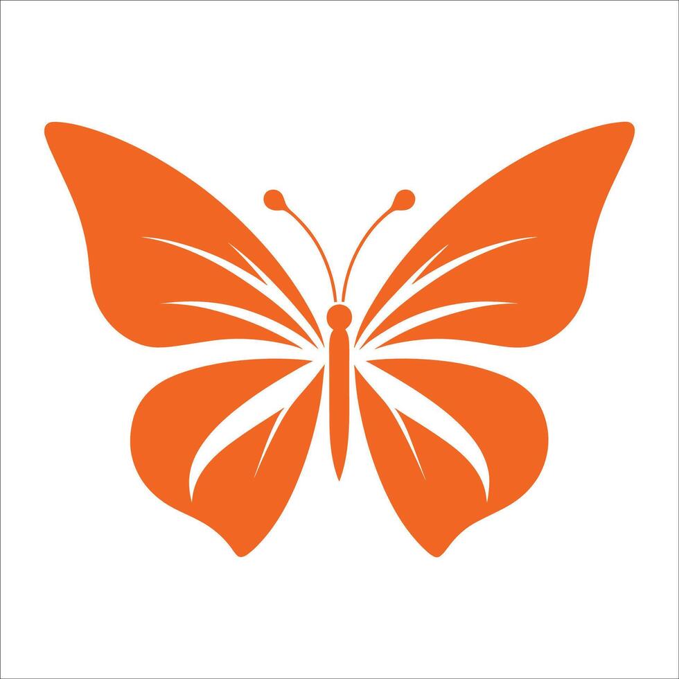 Elegant Butterfly Silhouette with Intricate Wing Patterns for Tattoos and Stencil Art vector