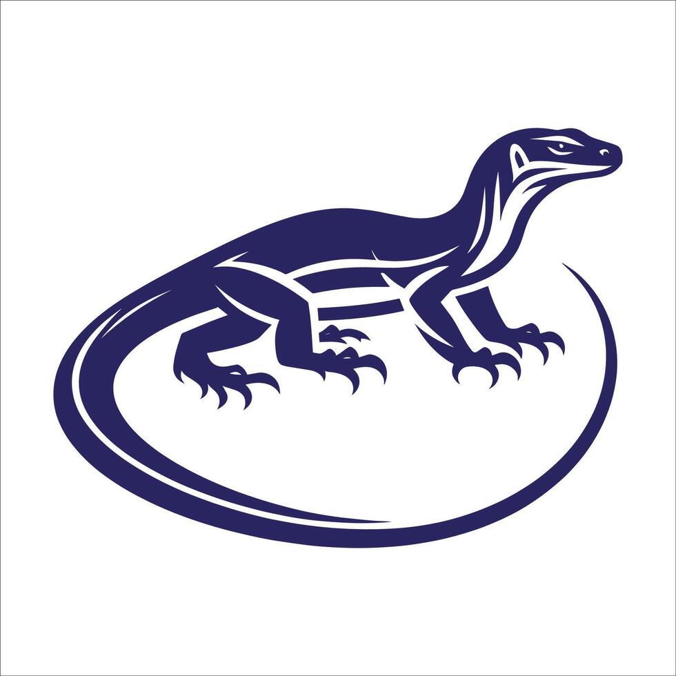 Monitor Lizard Silhouette Illustration with Long Tail Isolated on White Background for Wildlife and Nature-Themed Designs vector
