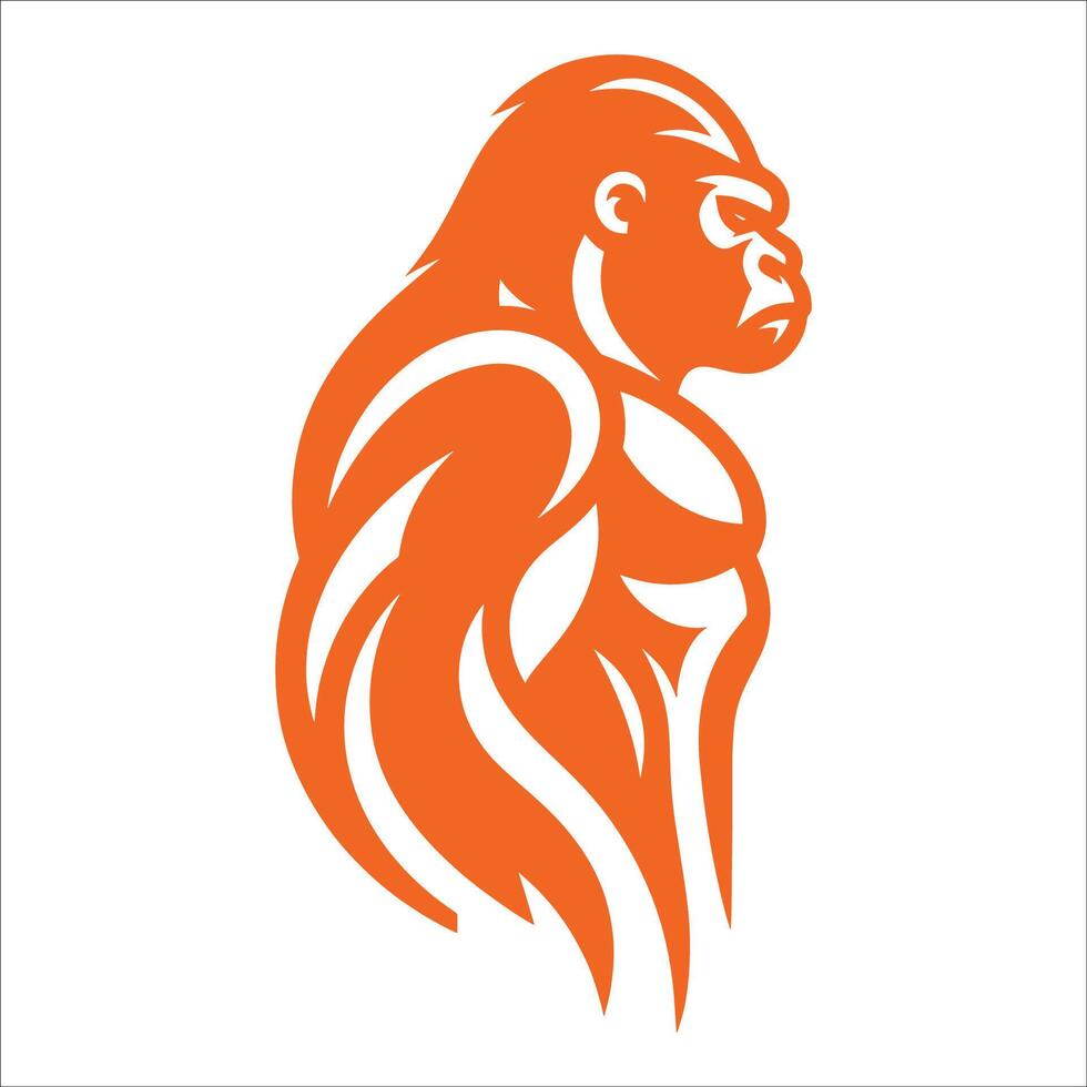 Powerful Gorilla Illustration with Muscular Build and Fierce Expression Perfect for Fitness, Sports, and Wildlife Design Projects vector