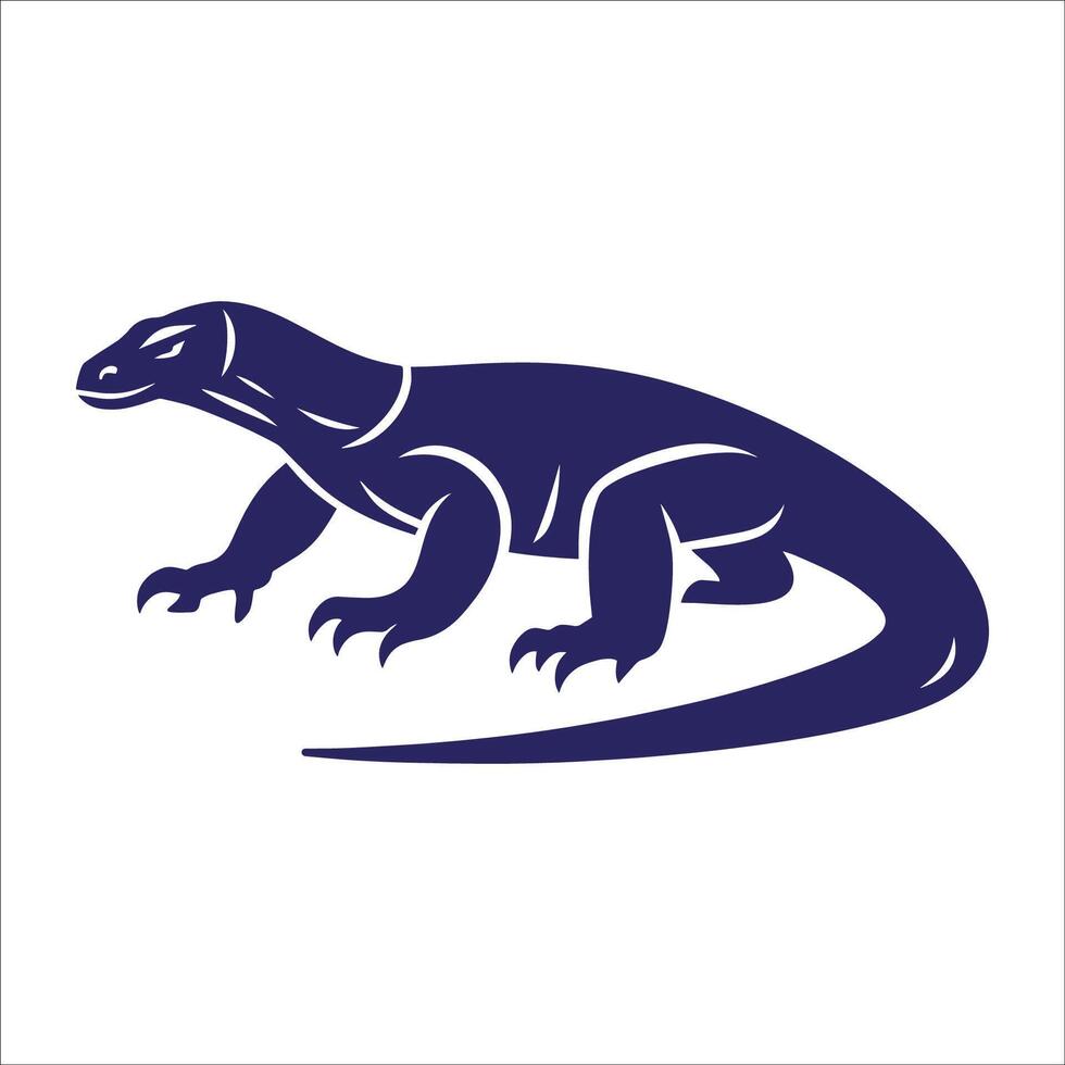 Komodo Dragon Silhouette Illustration of a Giant Lizard with Bold Design for Wildlife, Reptile Logos, and Mascots vector