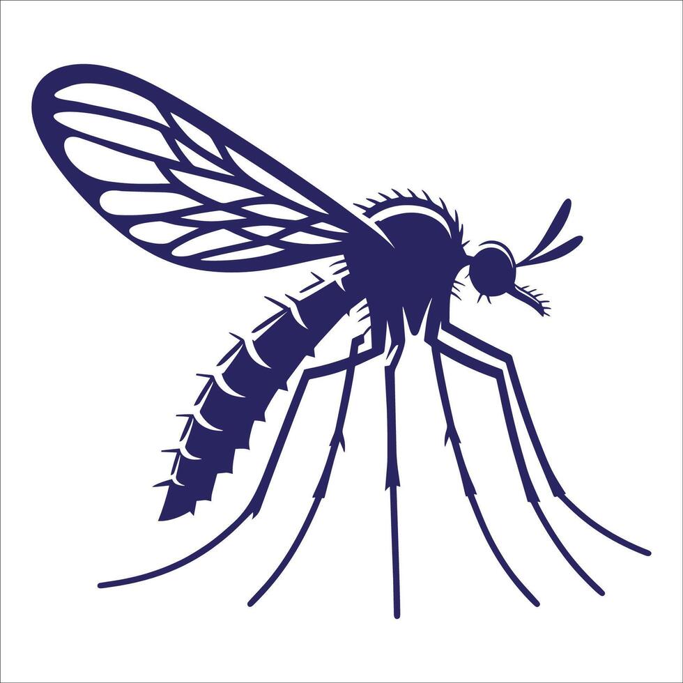 Sand Fly Silhouette Illustration Insect Pest Control Design Isolated on White Background vector