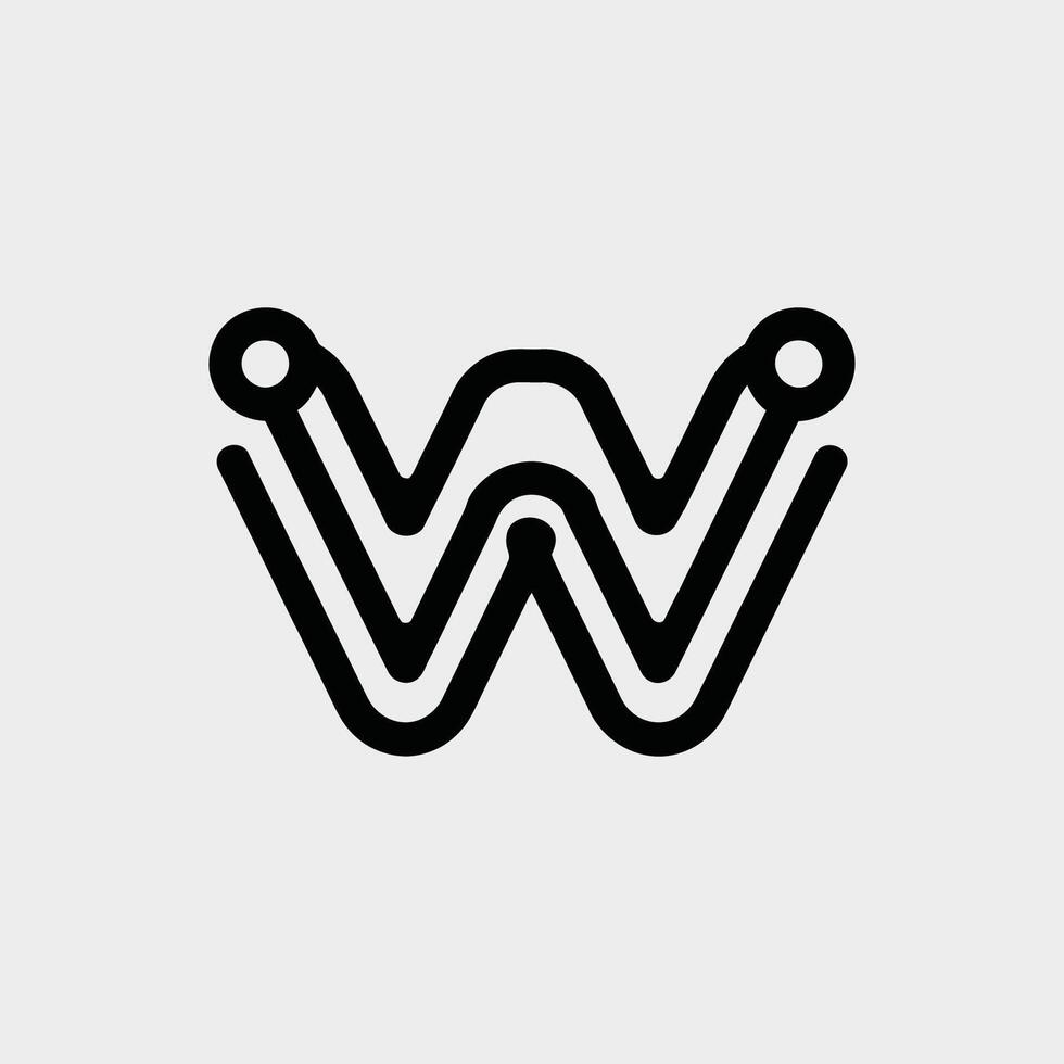W letter logo, unique logo, tech logo vector