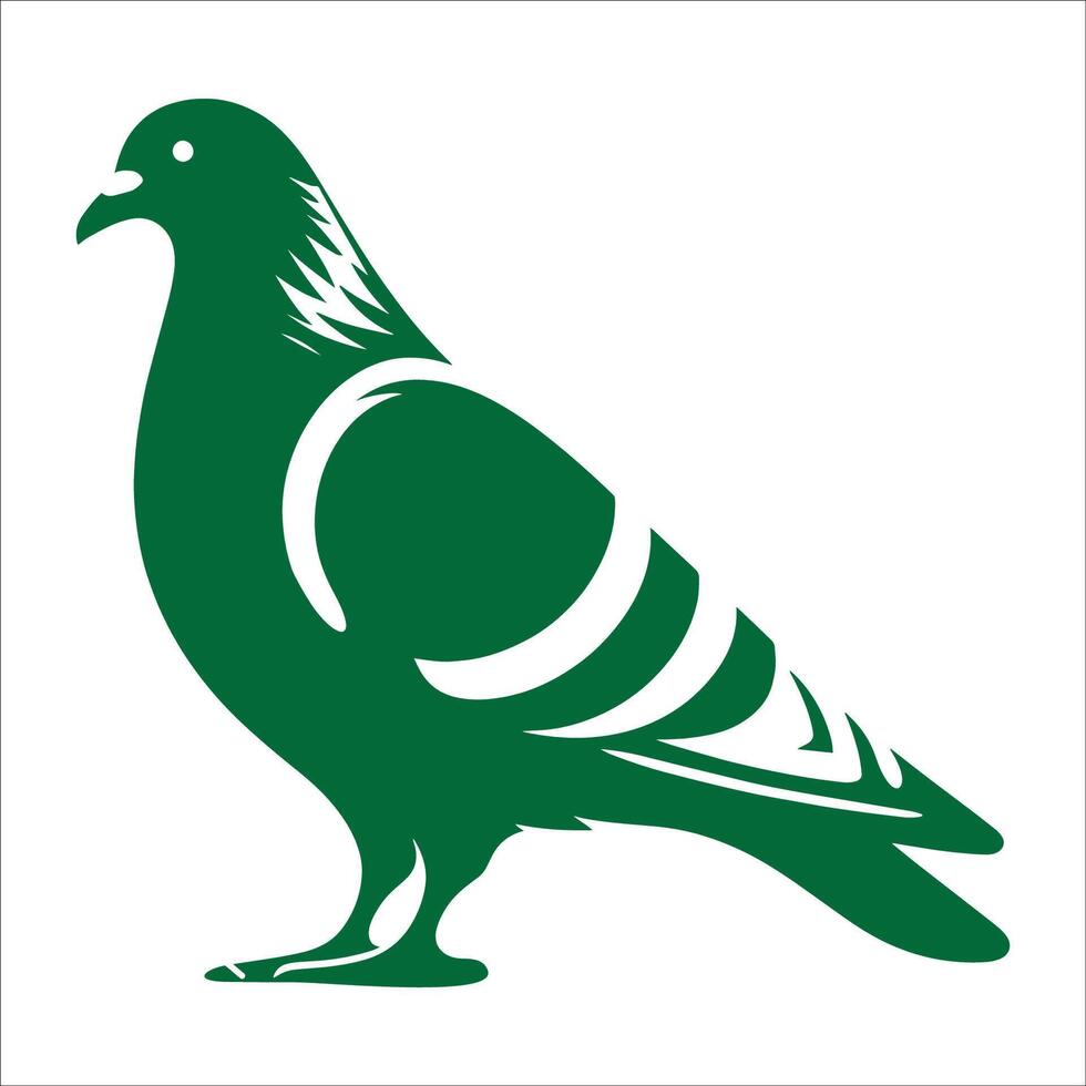 A green pigeon is standing on a white background vector