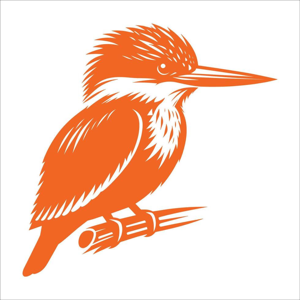 Kingfisher bird on branch vector