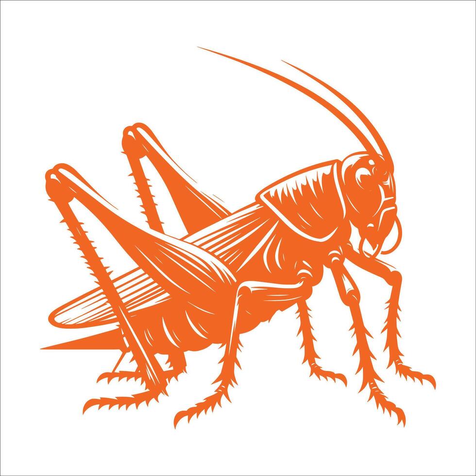 A grasshopper in orange on a white background vector