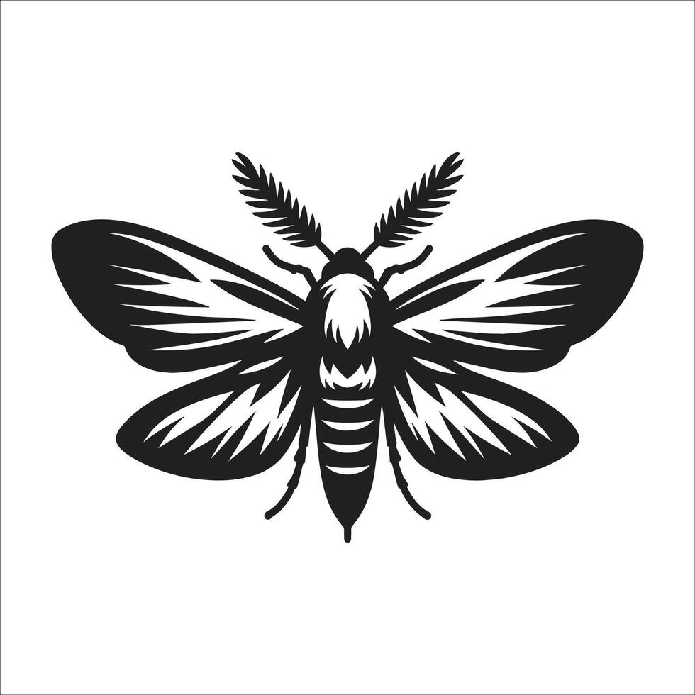 Moth Illustration Stylized Butterfly Silhouette Ornate Winged Insect vector
